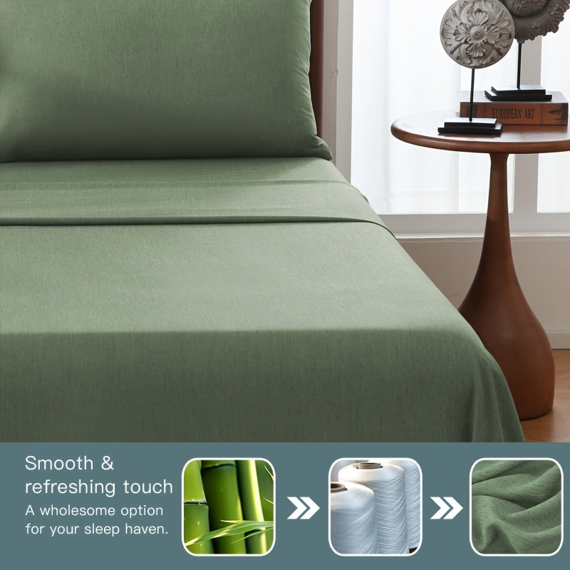 1pc Soft & Breathable Summer Bamboo Fiber Bed Sheet - 30% Bamboo, Cooling & Moisture-Wicking, Machine Washable, Lightweight Single-Ply Design for Hot Sleepers, All Light Beige Types, Hot Sleeper Bedding
