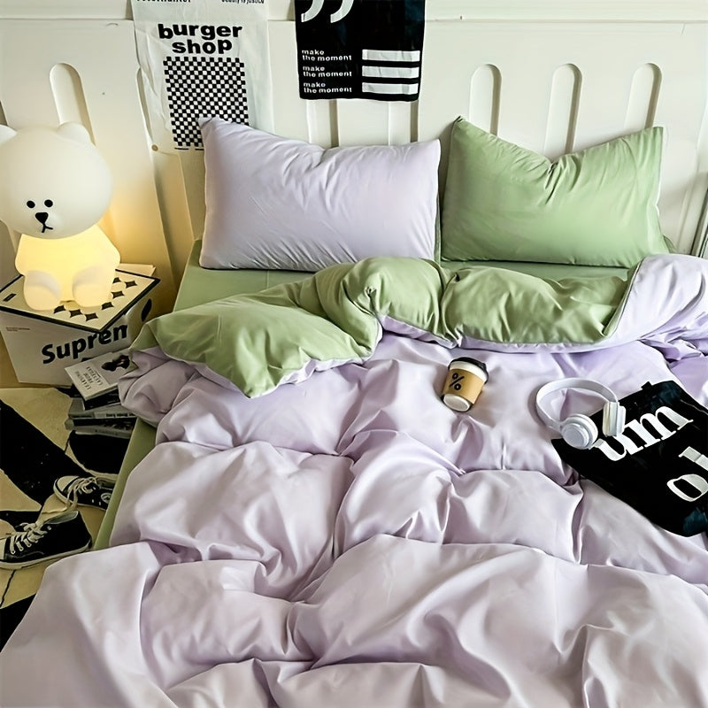 Four-piece RV bed set, bed sheet duvet cover, pillowcase, bedding, camping travel goods, RV home, RV bedding - comfortable, stylish, beautiful, can be applied to a variety of scenes (one bed sheet, one duvet cover, 2 pillowcases) RV Bedding