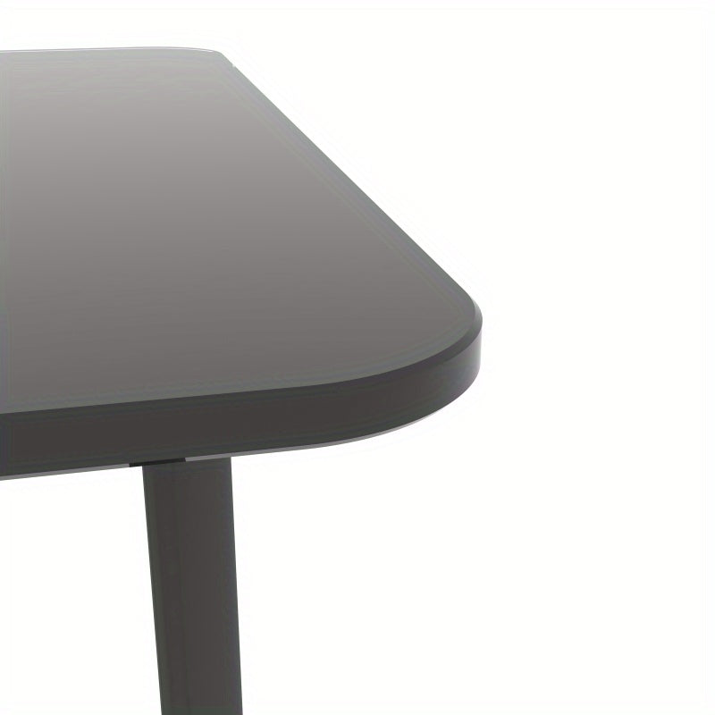 Table basse rectangulaire en verre trempé simple couche pour porche, pieds noirs, table basse en verre trempé double noir, sans batterie.