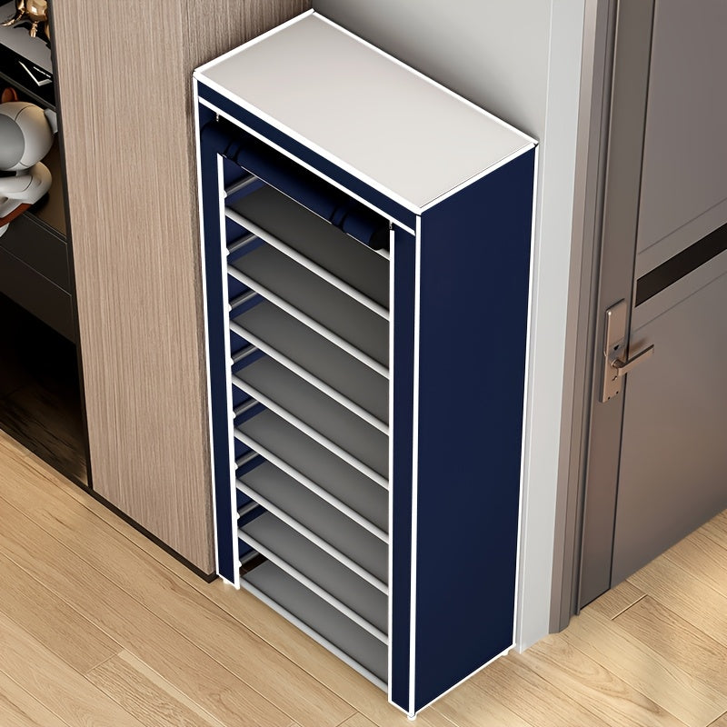 1pc Large Capacity Metal Shoe Rack with Dustproof Cover - Multi-Tier Storage Organizer for Home, Office, Garage | Space-Saving, Easy Assembly, Industrial Strength Iron Construction, Shoe Storage Organizer