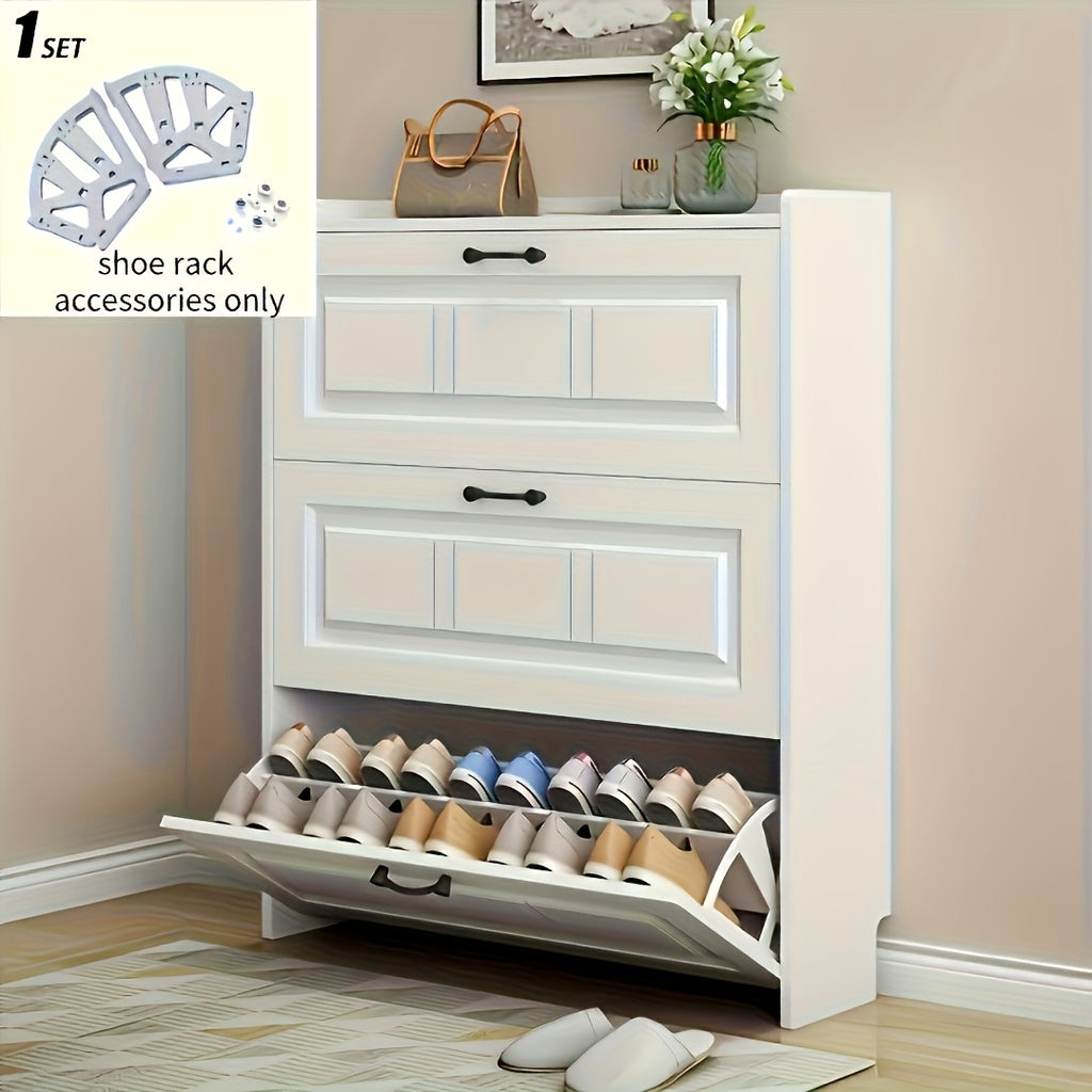 2pcs Triple Flip Shoe Cabinet Set - Stainless Steel Thickened Shoe Rack, Invisible Flip Frame, Hidden Storage Box for Home or Office Underseat Organizer xs93