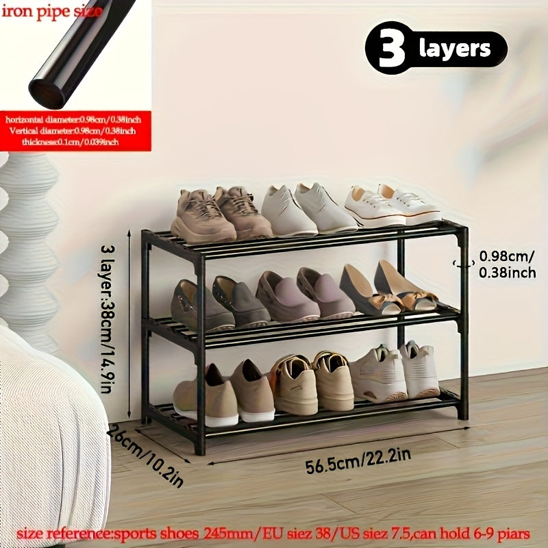 A Single 3\u002F4 Layer Shoe Organizer, Compact Storage Solution, Suitable for Placement in Cabinets, Living Areas, Garages, And Entryways, Space-Saving, Versatile Storage for Footwear And Boots, Helps in Organizing Various Items.