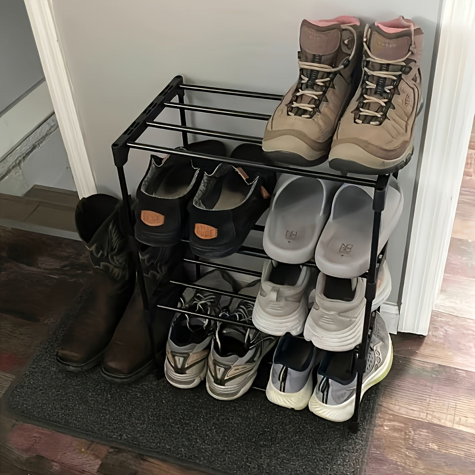 A Single 3\u002F4 Layer Shoe Organizer, Compact Storage Solution, Suitable for Placement in Cabinets, Living Areas, Garages, And Entryways, Space-Saving, Versatile Storage for Footwear And Boots, Helps in Organizing Various Items.