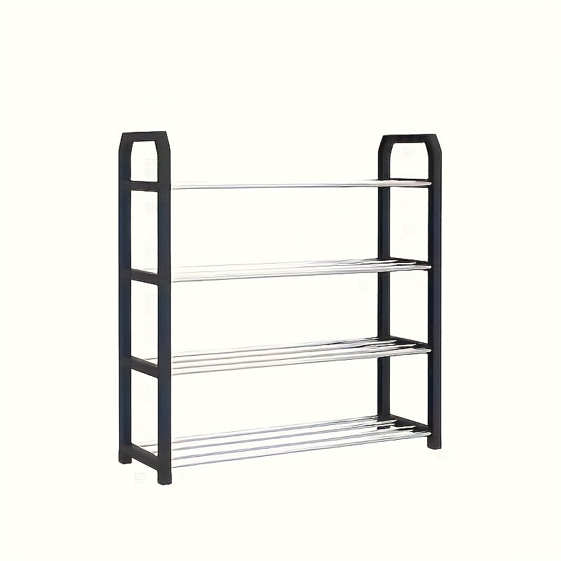 Space-Saving 4-Tier Shoe Organizer - Durable Metal and Plastic Dustproof Shoe Rack for Entryway, Bedroom, Living Room, Dorm