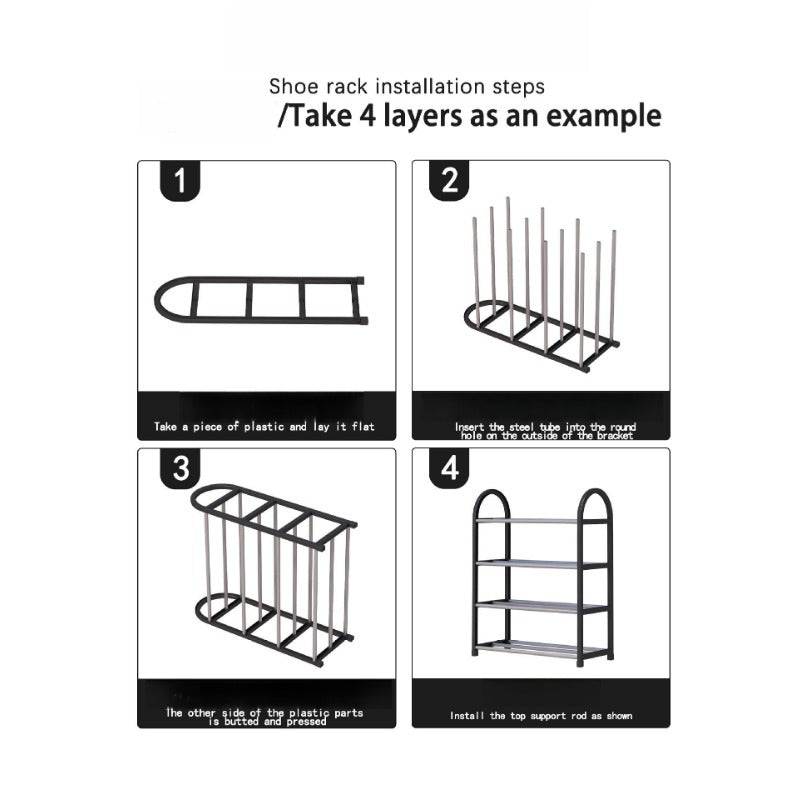 1pc Space-Saving 4-Tier Shoe Rack, Durable Metal & Plastic, Dustproof, Multi-Functional for Entryway, Bedroom, Living Room - Compact, Easy Assembly, Shoe Storage Solution|Modern Shoe Rack|Compact Shoe Rack