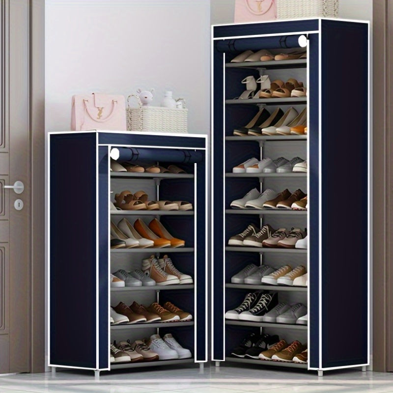 1pc Large Capacity Metal Shoe Rack with Dustproof Cover - Multi-Tier Storage Organizer for Home, Office, Garage | Space-Saving, Easy Assembly, Industrial Strength Iron Construction, Shoe Storage Organizer