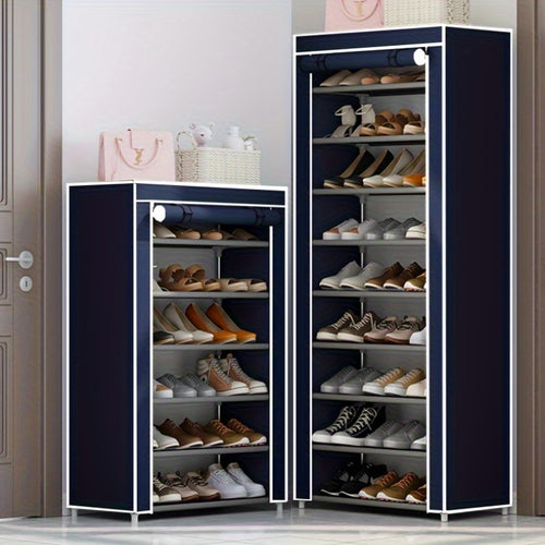 1pc Large Capacity Metal Shoe Rack with Dustproof Cover - Multi-Tier Storage Organizer for Home, Office, Garage | Space-Saving, Easy Assembly, Industrial Strength Iron Construction, Shoe Storage Organizer