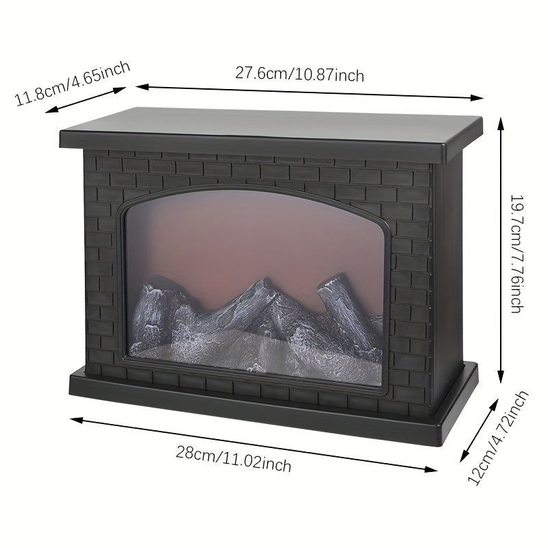 Shenzhi Tech LED Fireplace Lantern - Tabletop USB Powered Fake Fireplace Light with Polished Finish, Push Button Control, Plastic Lamp Shade, Flame Effect for Home Decor - No Battery Included