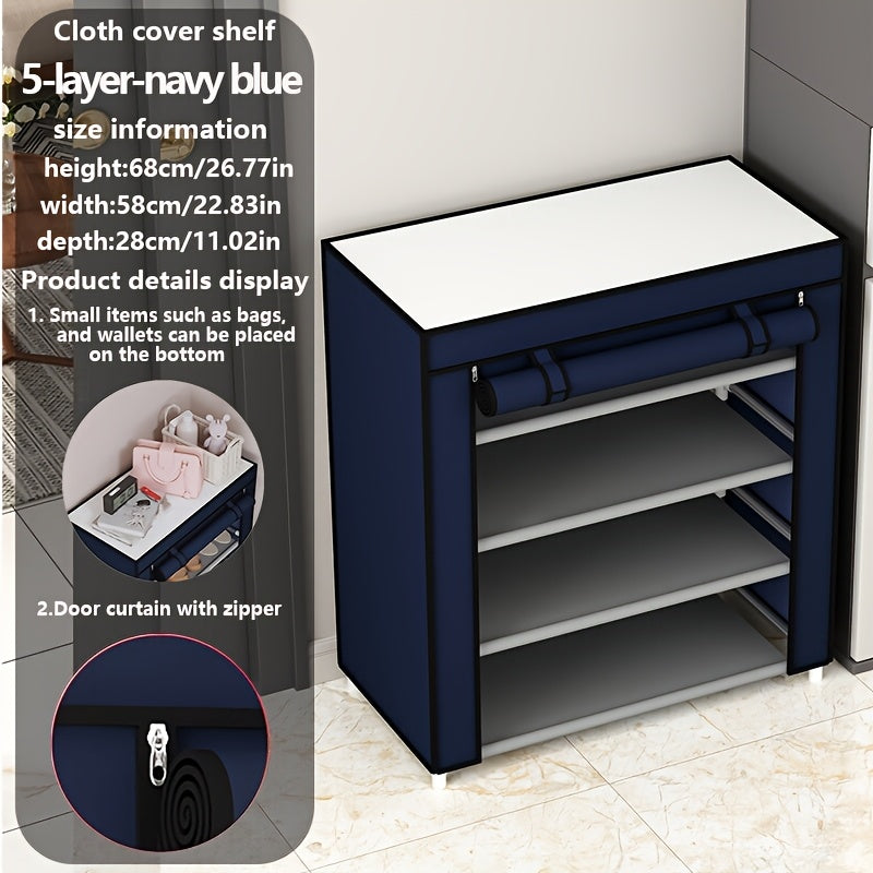 1pc Large Capacity Metal Shoe Rack with Dustproof Cover - Multi-Tier Storage Organizer for Home, Office, Garage | Space-Saving, Easy Assembly, Industrial Strength Iron Construction, Shoe Storage Organizer