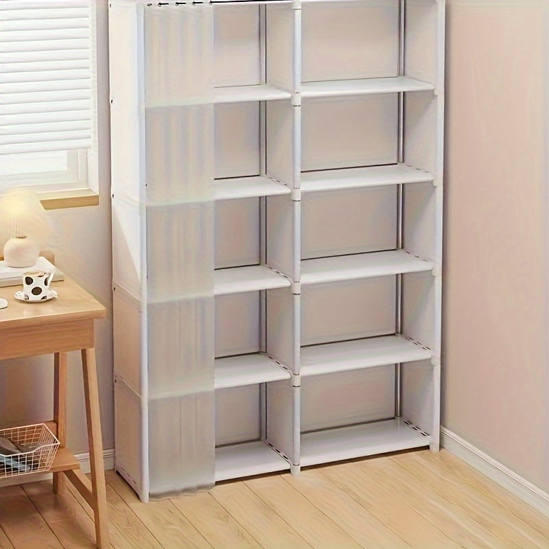 1pc Freestanding Plastic Closet Organizer System, Portable Multi-Layer Storage Rack, Dustproof Clothing Wardrobe with Closed Storage \u003C3.2 Cubic Feet, Weather-Independent, Lightweight \u003C30 Lbs for Home, Office, & Dorm