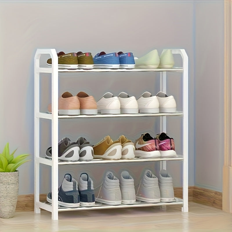Space-Saving 4-Tier Shoe Organizer - Durable Metal and Plastic Dustproof Shoe Rack for Entryway, Bedroom, Living Room, Dorm