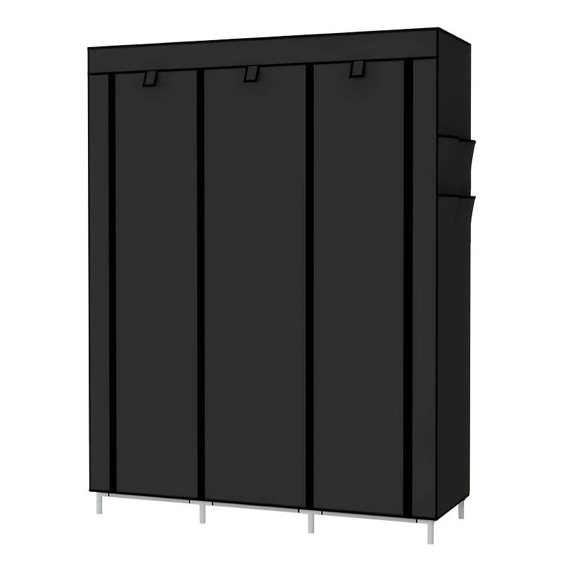 1pc Portable Wardrobe Closet Clothes Organizer Non-Woven Fabric Cover With 6 Storage Shelves, 2 Hanging Sections And 4 Side Pockets, For Bedroom, Living Room, Apartments, Portable Closets