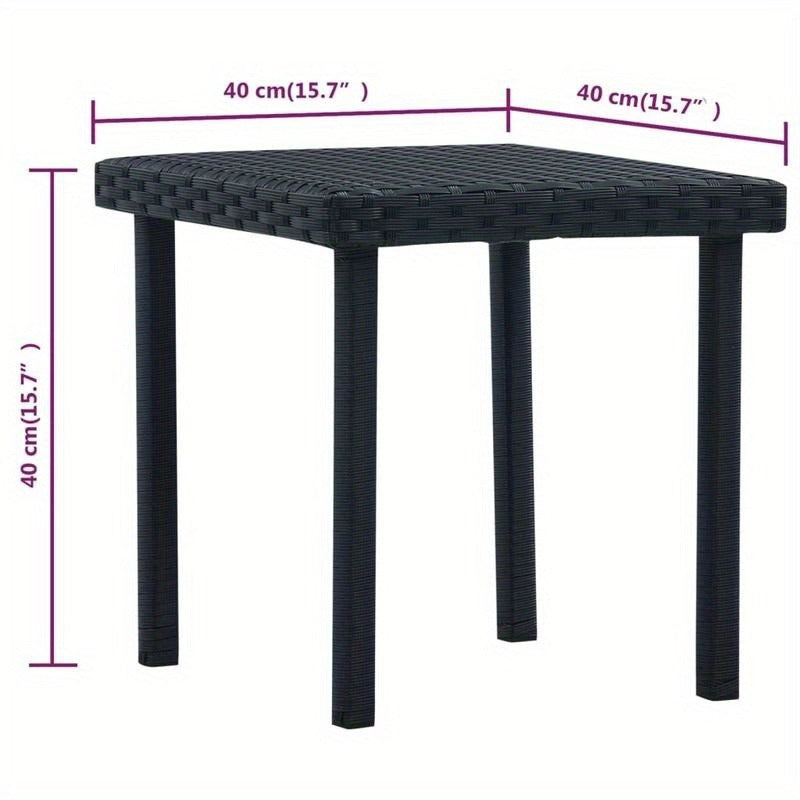 Table de jardin de haute qualité en thé noir 15,75X15,75X15,75 pouces en poly rotin facile à nettoyer avec un chiffon humide