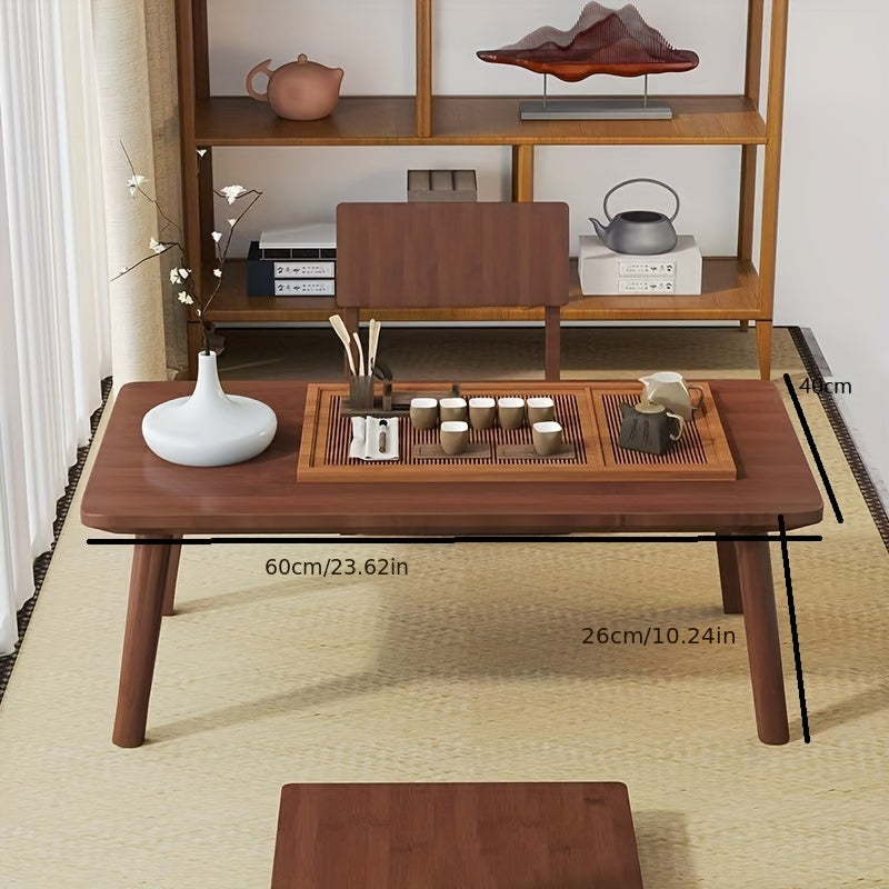 Table à thé japonaise pliable en bambou avec plateau - Idéale pour les salles de tatami, les chambres et les espaces de vie, pas besoin d'électricité, meubles pliables | Design traditionnel | Construction en bambou, table à thé
