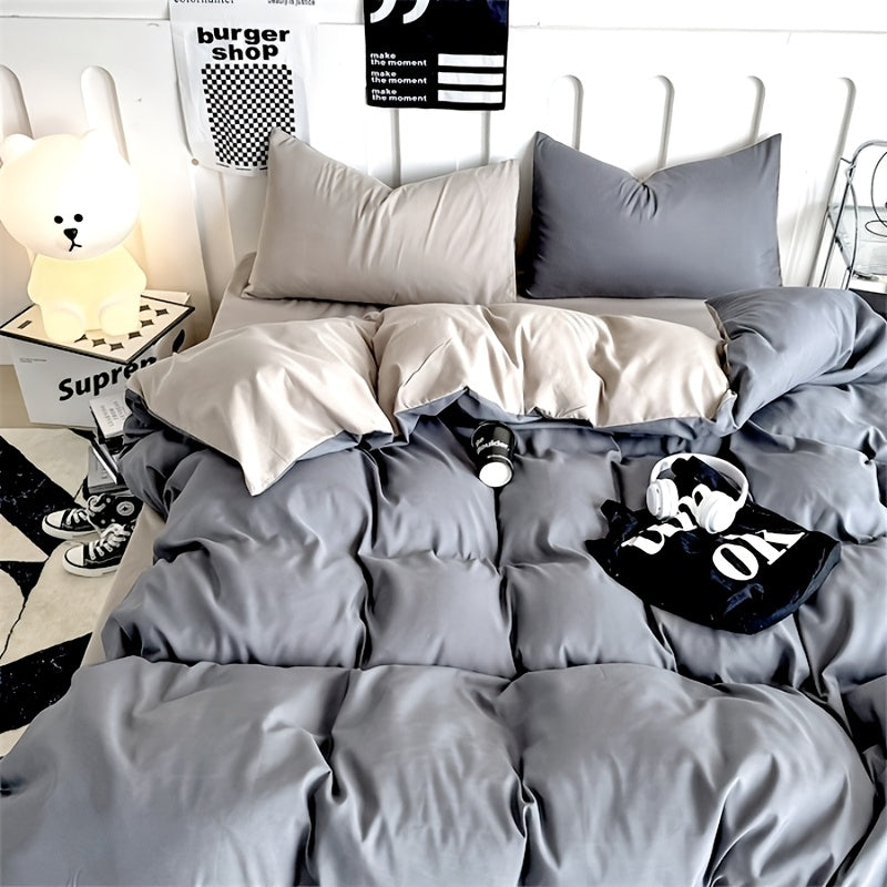 Four-piece RV bed set, bed sheet duvet cover, pillowcase, bedding, camping travel goods, RV home, RV bedding - comfortable, stylish, beautiful, can be applied to a variety of scenes (one bed sheet, one duvet cover, 2 pillowcases) RV Bedding