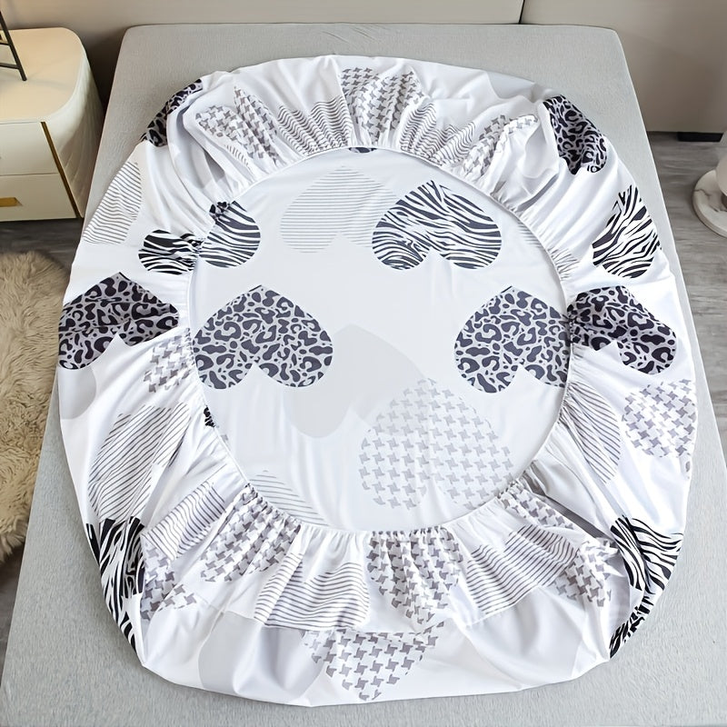 3pcs Love Heart Pattern Bedding Set - Soft, Fitted Sheet & Pillowcases for Bedroom and Guest Room - Machine Washable