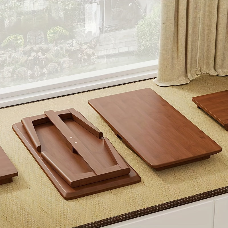 Table à thé japonaise pliable en bambou avec plateau - Idéale pour les salles de tatami, les chambres et les espaces de vie, pas besoin d'électricité, meubles pliables | Design traditionnel | Construction en bambou, table à thé