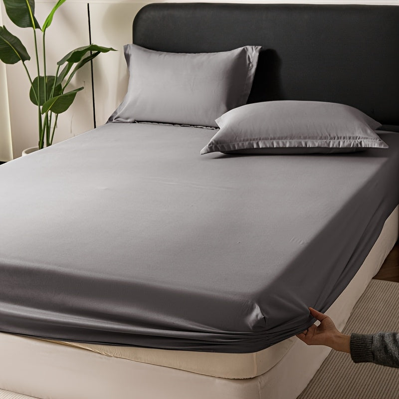 1pc Modern Luxury Soft Brushed Solid Color All-Season Universal Fitted Sheet Hotel Quality Mattress Protector for Students Dormitory Machine Washable Fitted Sheet