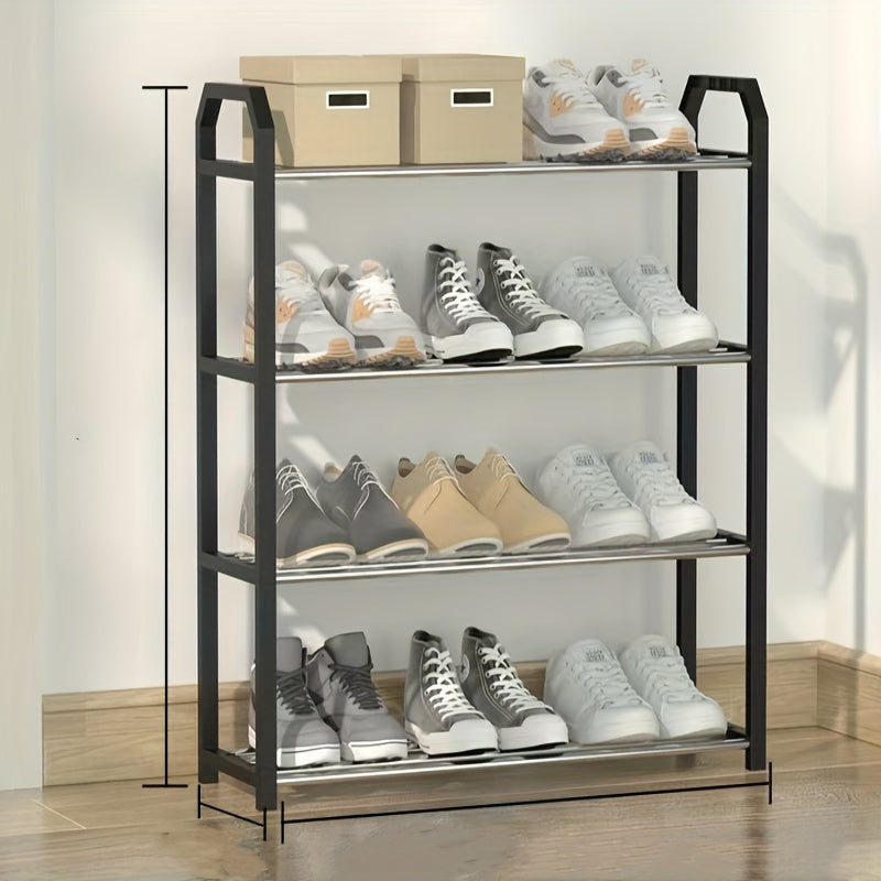 1pc Space-Saving 4-Tier Shoe Organizer Rack - Durable Metal & Plastic Dustproof Storage for Multiple Pairs of Shoes, Ideal for Bedroom, Bathroom, and Entryway, Shoe Storage Organize