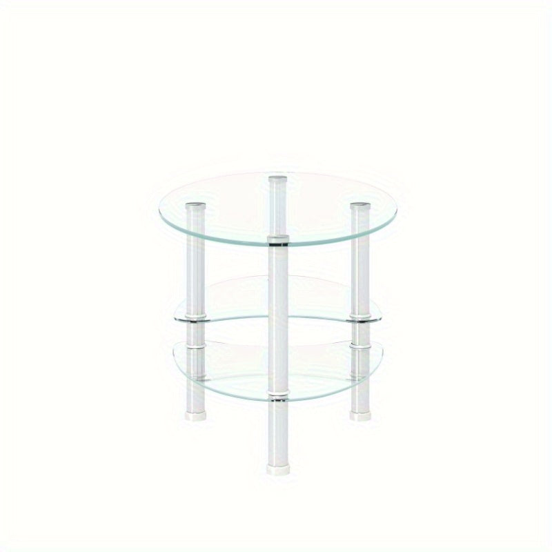 Table basse en verre ovale transparente, table moderne avec pied en acier inoxydable, table à thé, table en verre à 3 couches pour salon, sans batterie