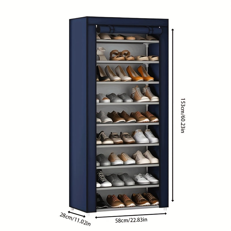 1pc Large Capacity Metal Shoe Rack with Dustproof Cover - Multi-Tier Storage Organizer for Home, Office, Garage | Space-Saving, Easy Assembly, Industrial Strength Iron Construction, Shoe Storage Organizer