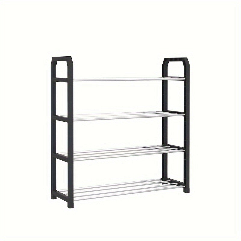 1pc Space-Saving 4-Tier Shoe Rack, Durable Metal & Plastic, Dustproof, Multi-Functional for Entryway, Bedroom, Living Room - Compact, Easy Assembly, Shoe Storage Solution|Modern Shoe Rack|Compact Shoe Rack