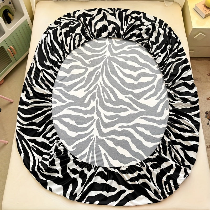 1pc Zebra Print Bed Sheet, 100% Polyester Brushed Fabric, Soft and Light Beige-friendly, Comfortable and Breathable, Suitable for Various Scenes, Machine Washable, Can Be Used in All Seasons Without Pillowcase