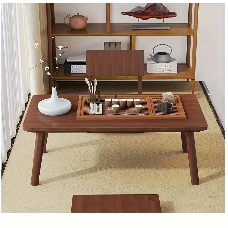 Table à thé japonaise pliable en bambou avec plateau - Idéale pour les salles de tatami, les chambres et les espaces de vie, pas besoin d'électricité, meubles pliables | Design traditionnel | Construction en bambou, table à thé