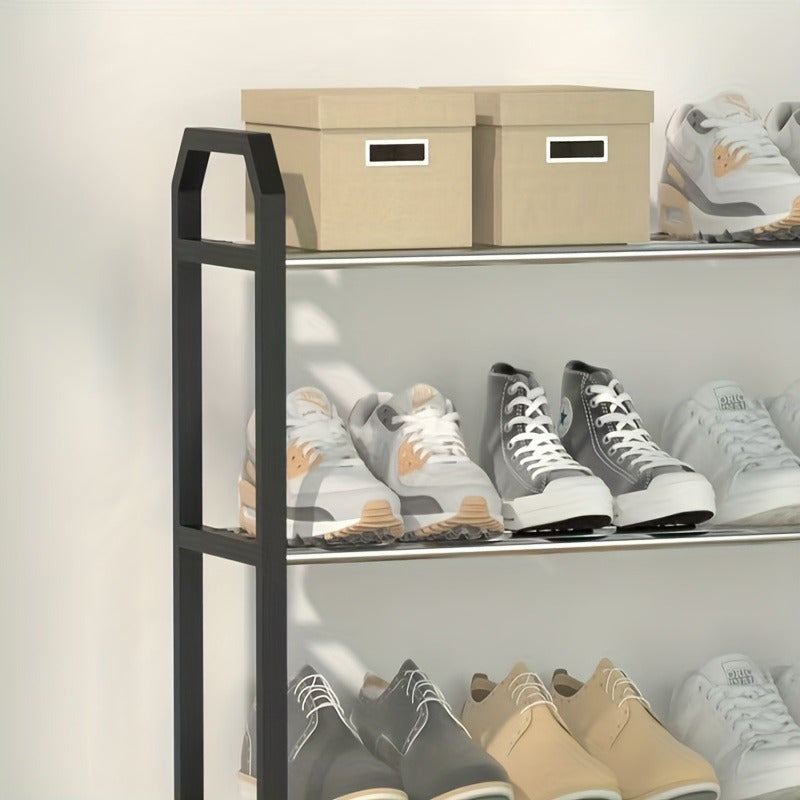 1pc Space-Saving 4-Tier Shoe Rack, Durable Metal & Plastic, Dustproof, Multi-Functional for Entryway, Bedroom, Living Room - Compact, Easy Assembly, Shoe Storage Solution|Modern Shoe Rack|Compact Shoe Rack
