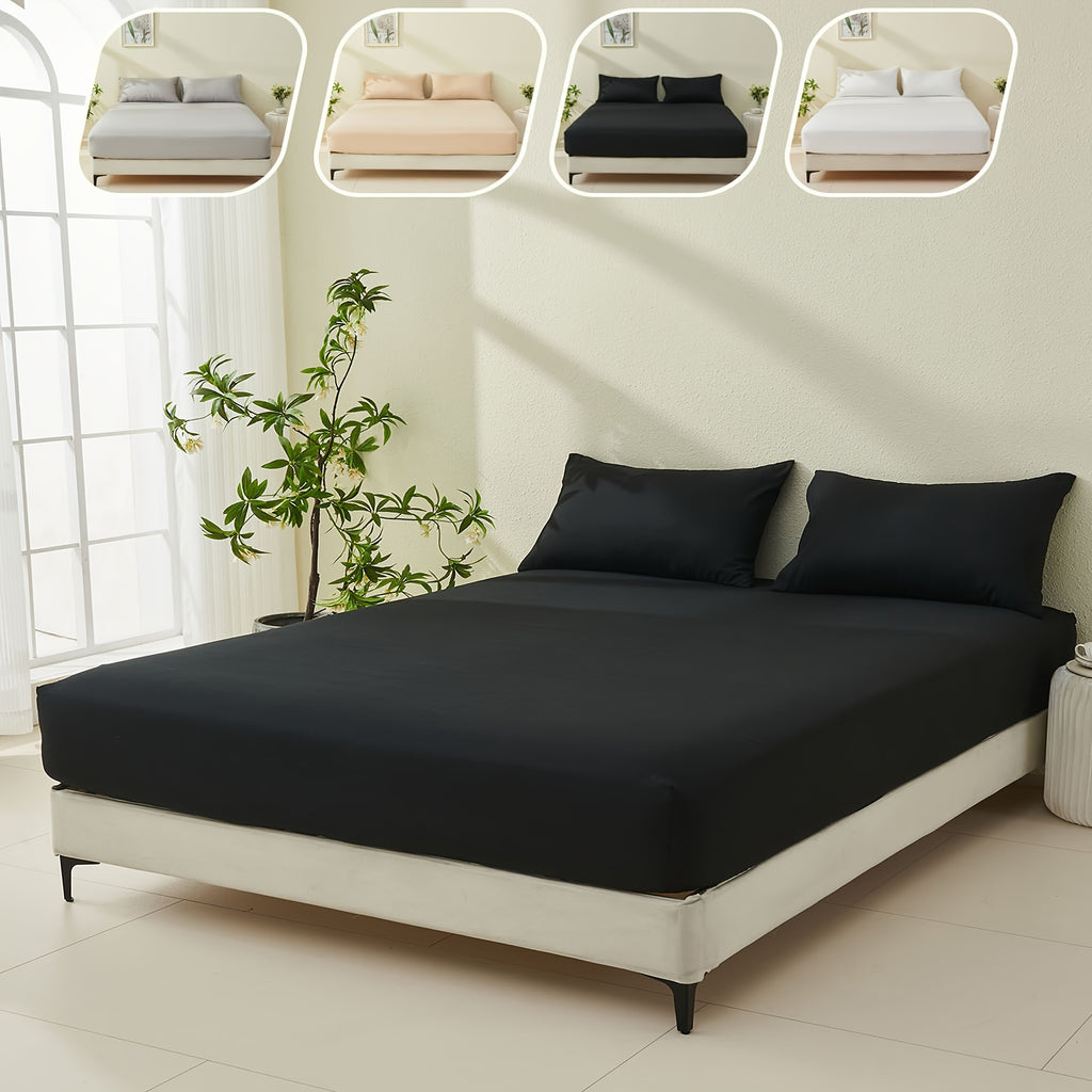 1pc Soft Luxury Fitted Sheet for Bedroom & Guest Room - Comfortable Brushed Fabric in Solid Color (No Pillowcase or Flat Sheet Needed) RV Bedding