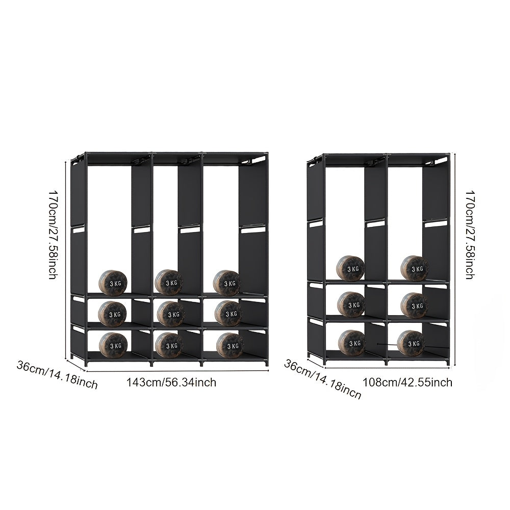 1 multi row simple wardrobe, 16mm metal tube and thickened connecting tube, with 3 hanging areas, large capacity, easy to assemble and disassemble, portable wardrobe, wardrobe storage system