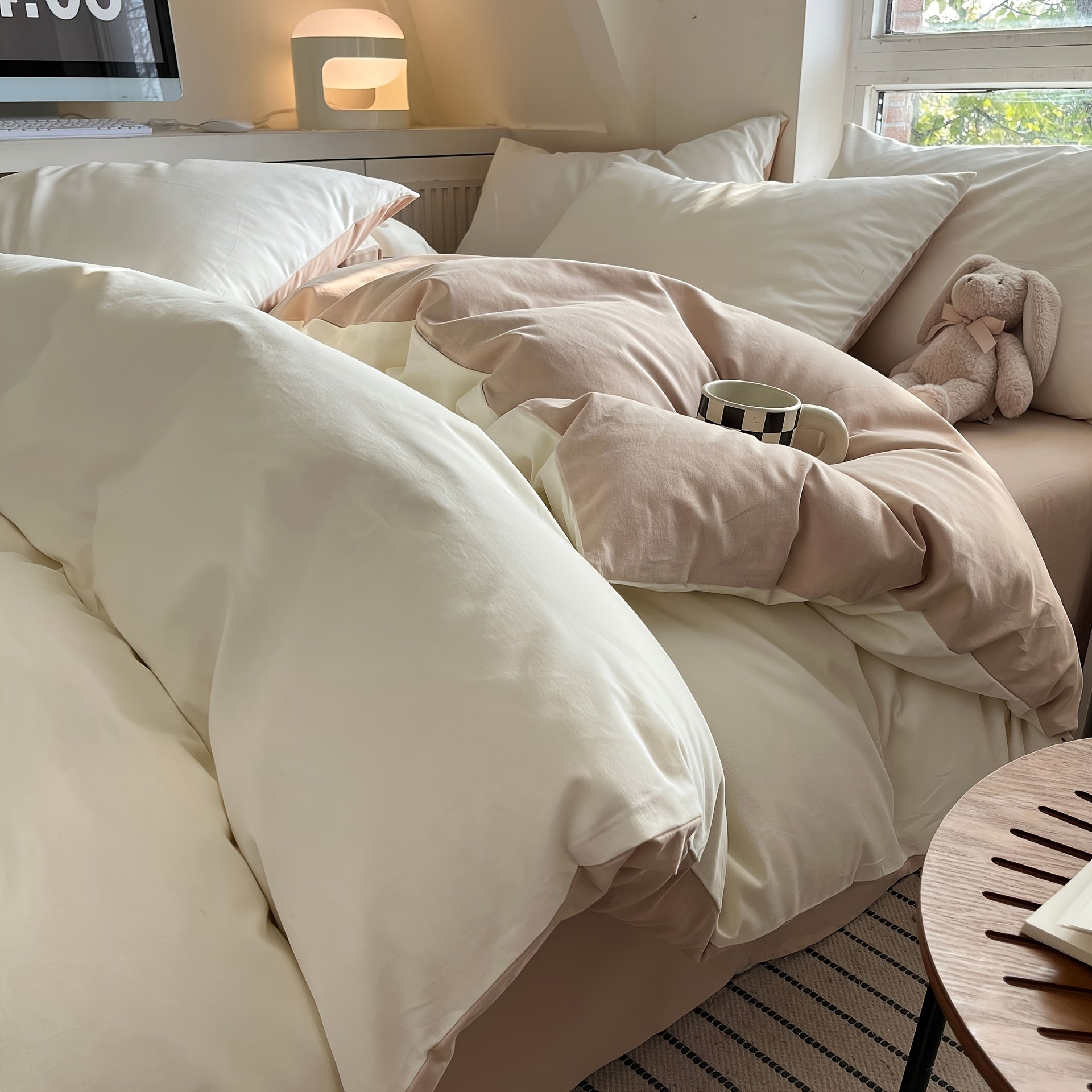 Four-piece RV bed set, bed sheet duvet cover, pillowcase, bedding, camping travel goods, RV home, RV bedding - comfortable, stylish, beautiful, can be applied to a variety of scenes (one bed sheet, one duvet cover, 2 pillowcases) RV Bedding