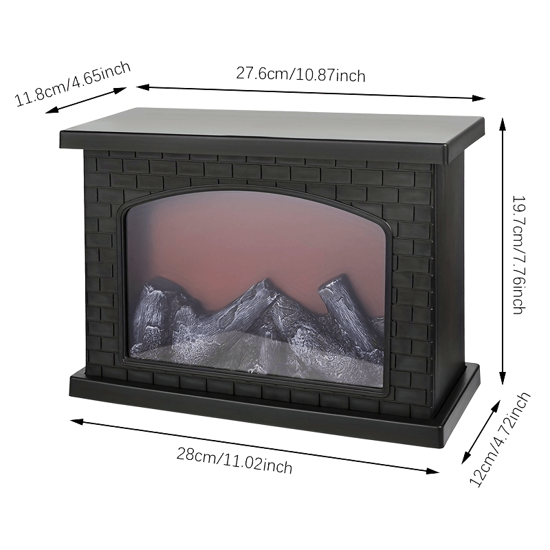 Shenzhi Tech LED Fireplace Lantern - Tabletop USB Powered Fake Fireplace Light with Polished Finish, Push Button Control, Plastic Lamp Shade, Flame Effect for Home Decor - No Battery Included