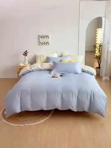 Four-piece RV bed set, bed sheet duvet cover, pillowcase, bedding, camping travel goods, RV home, RV bedding - comfortable, stylish, beautiful, can be applied to a variety of scenes (one bed sheet, one duvet cover, 2 pillowcases) RV Bedding