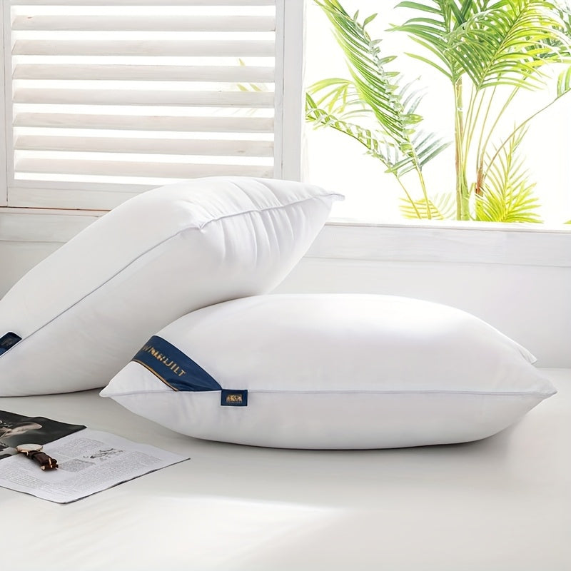 2 oreillers de luxe pour coussin de style hôtel 950g\u002F㎡ - Doux, confortable, aide au sommeil non collapsible, cadeau idéal pour la maison, blanc avec étiquette bleue, oreiller confortable | Design élégant de l'étiquette | Tissu durable