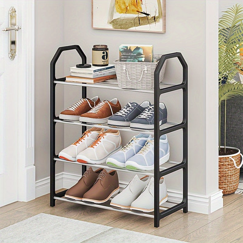 Space-Saving 4-Tier Shoe Organizer - Durable Metal and Plastic Dustproof Shoe Rack for Entryway, Bedroom, Living Room, Dormitory, with Vertical Storage Design, Shoe Storage Organize