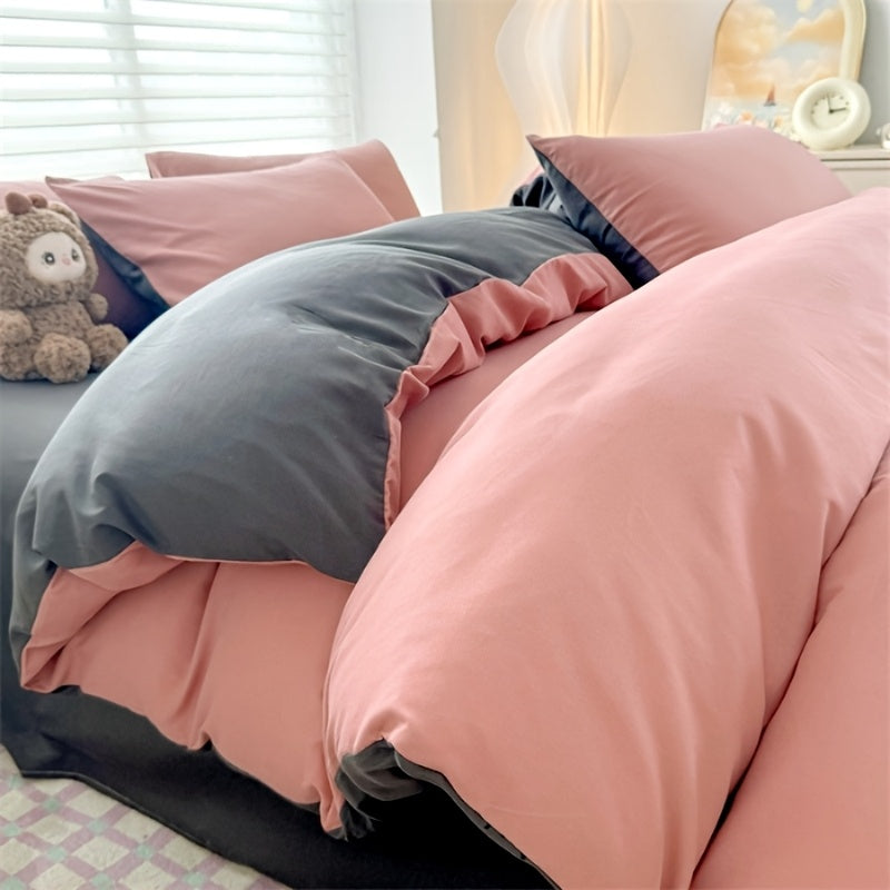 Four-piece RV bed set, bed sheet duvet cover, pillowcase, bedding, camping travel goods, RV home, RV bedding - comfortable, stylish, beautiful, can be applied to a variety of scenes (one bed sheet, one duvet cover, 2 pillowcases) RV Bedding