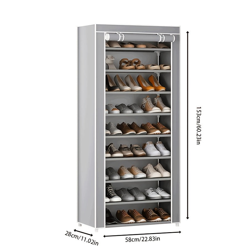 1pc Large Capacity Metal Shoe Rack with Dustproof Cover - Multi-Tier Storage Organizer for Home, Office, Garage | Space-Saving, Easy Assembly, Industrial Strength Iron Construction, Shoe Storage Organizer