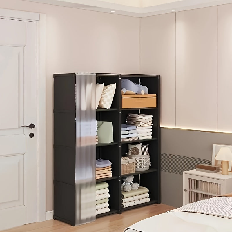 1pc Freestanding Plastic Closet Organizer System, Portable Multi-Layer Storage Rack, Dustproof Clothing Wardrobe with Closed Storage \u003C3.2 Cubic Feet, Weather-Independent, Lightweight \u003C30 Lbs for Home, Office, & Dorm