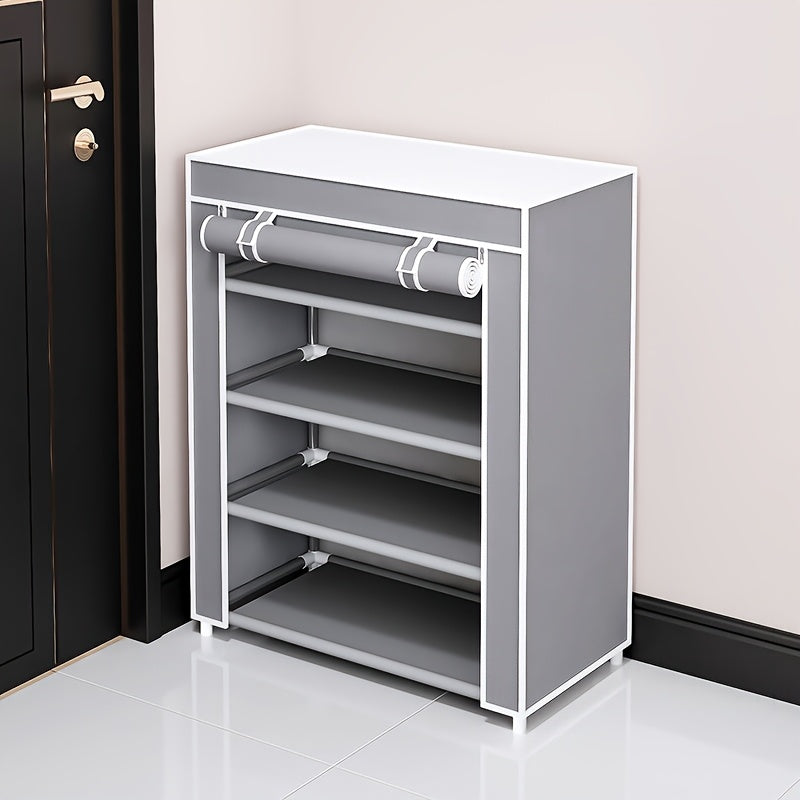 1pc Large Capacity Metal Shoe Rack with Dustproof Cover - Multi-Tier Storage Organizer for Home, Office, Garage | Space-Saving, Easy Assembly, Industrial Strength Iron Construction, Shoe Storage Organizer