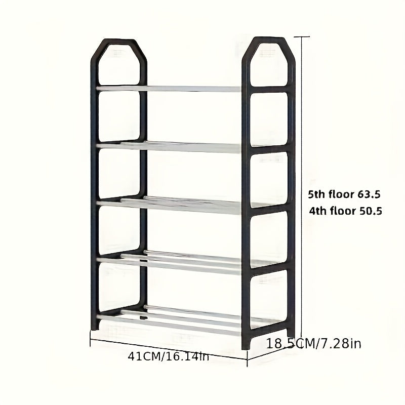 Space-Saving 4-Tier Shoe Organizer - Durable Metal and Plastic Dustproof Shoe Rack for Entryway, Bedroom, Living Room, Dorm