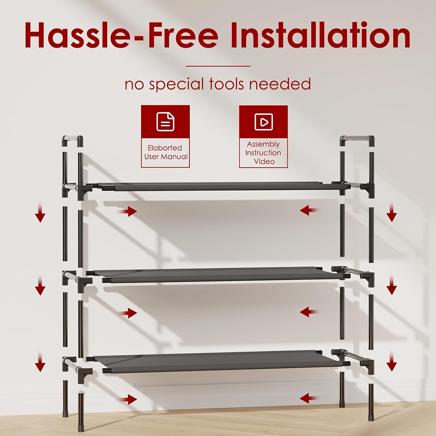 4-Tier Black Multi-Functional Detachable Shoe Rack – Space-Saving Storage Organizer for Dorms, Homes, and Small Spaces, Perfect for Sneakers, Boots, and Accessories, Shoe Storage Organizer