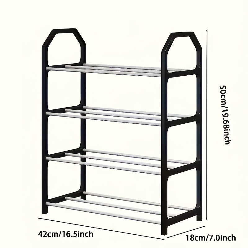 1pc Space-Saving 4-Tier Shoe Organizer Rack - Durable Metal & Plastic Dustproof Storage for Multiple Pairs of Shoes, Ideal for Bedroom, Bathroom, and Entryway, Shoe Storage Organize