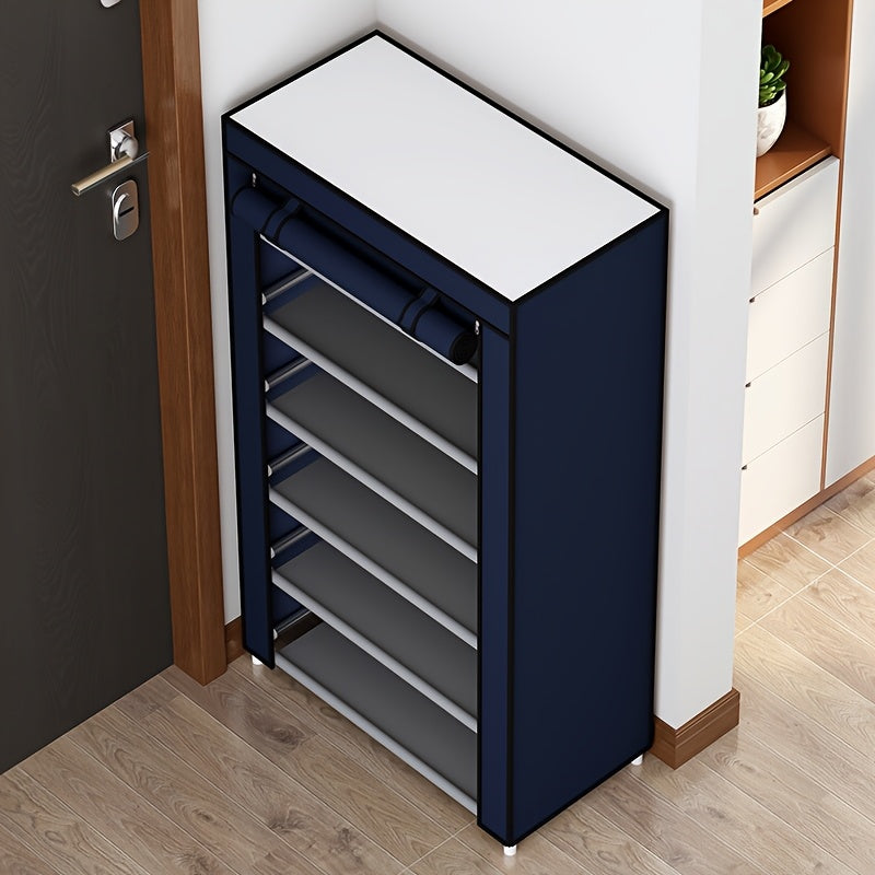 1pc Large Capacity Metal Shoe Rack with Dustproof Cover - Multi-Tier Storage Organizer for Home, Office, Garage | Space-Saving, Easy Assembly, Industrial Strength Iron Construction, Shoe Storage Organizer