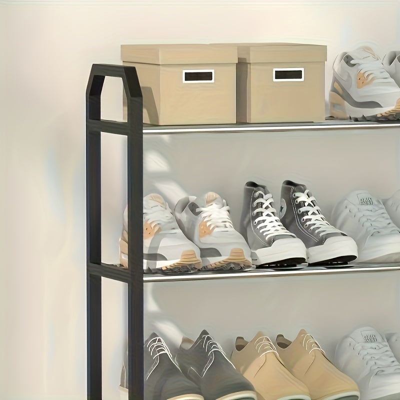 Space-Saving 4-Tier Shoe Organizer - Durable Metal and Plastic Dustproof Shoe Rack for Entryway, Bedroom, Living Room, Dorm