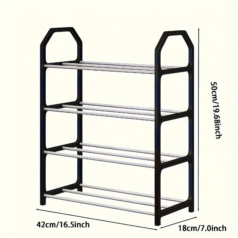 1pc Space-Saving 4-Tier Shoe Rack, Durable Metal & Plastic, Dustproof, Multi-Functional for Entryway, Bedroom, Living Room - Compact, Easy Assembly, Shoe Storage Solution|Modern Shoe Rack|Compact Shoe Rack