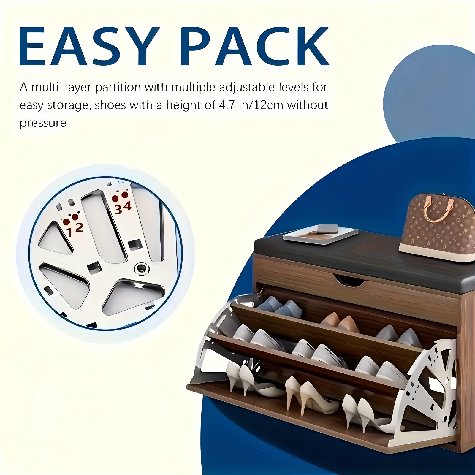 2pcs Flip-Top Shoe Cabinet Organizers, 3-Tier Heavy-Duty Stainless Steel Frame - Easy Installation, Space-Saving Shoe Storage Solution for Indoor Use, Shoe Storage Organizer