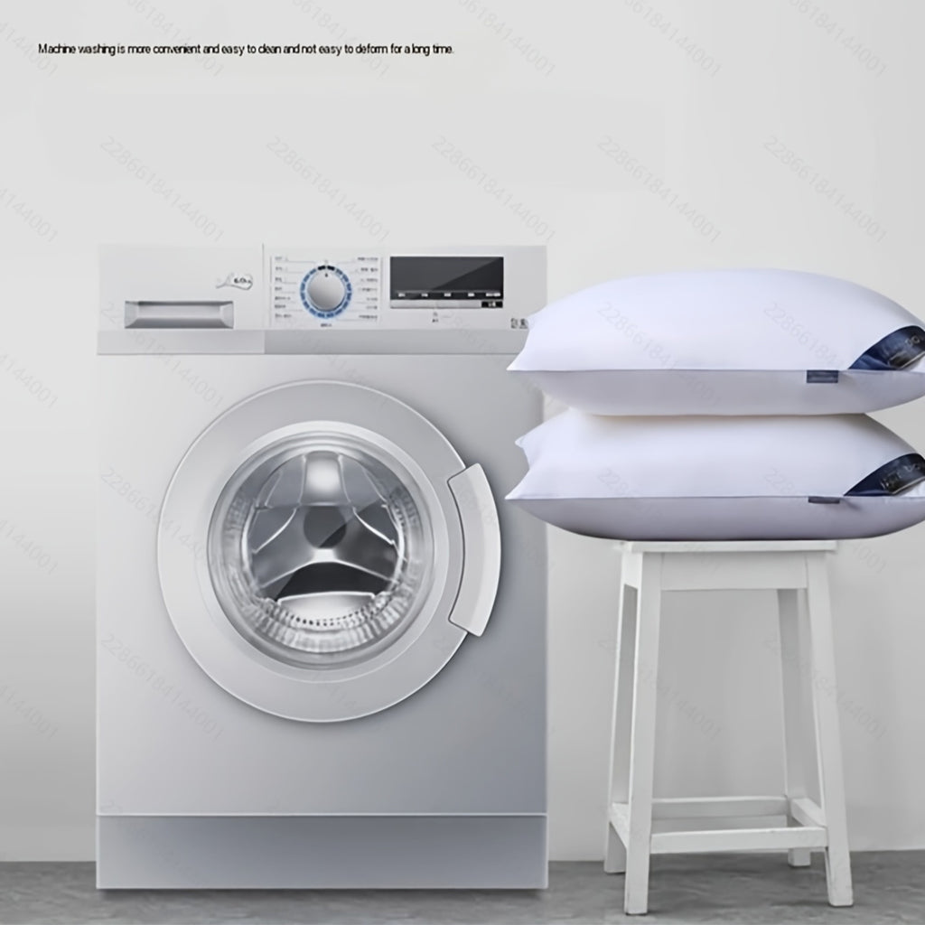 2 oreillers de luxe pour coussin de style hôtel 950g\u002F㎡ - Doux, confortable, aide au sommeil non collapsible, cadeau idéal pour la maison, blanc avec étiquette bleue, oreiller confortable | Design élégant de l'étiquette | Tissu durable