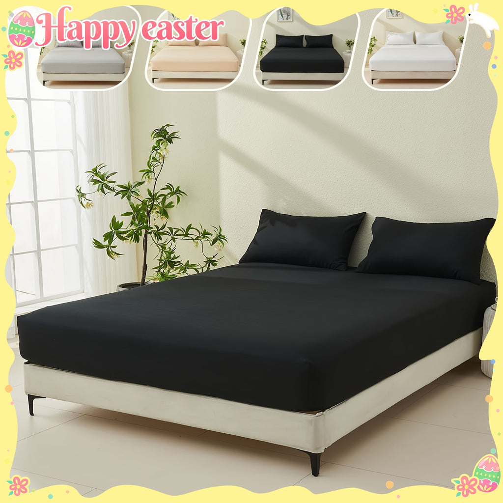 1pc Soft Luxury Fitted Sheet for Bedroom & Guest Room - Comfortable Brushed Fabric in Solid Color (No Pillowcase or Flat Sheet Needed) RV Bedding