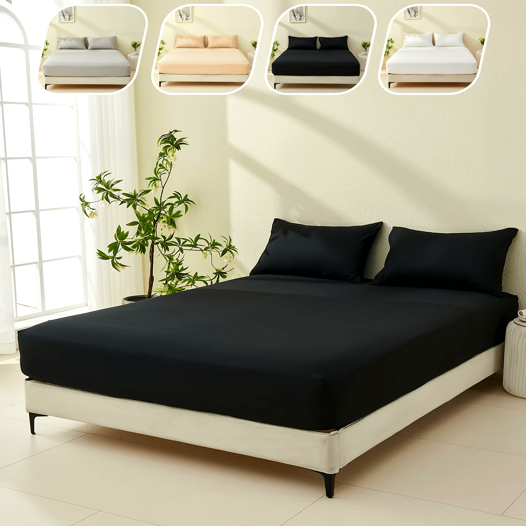 1pc Soft Luxury Fitted Sheet for Bedroom & Guest Room - Comfortable Brushed Fabric in Solid Color (No Pillowcase or Flat Sheet Needed) RV Bedding